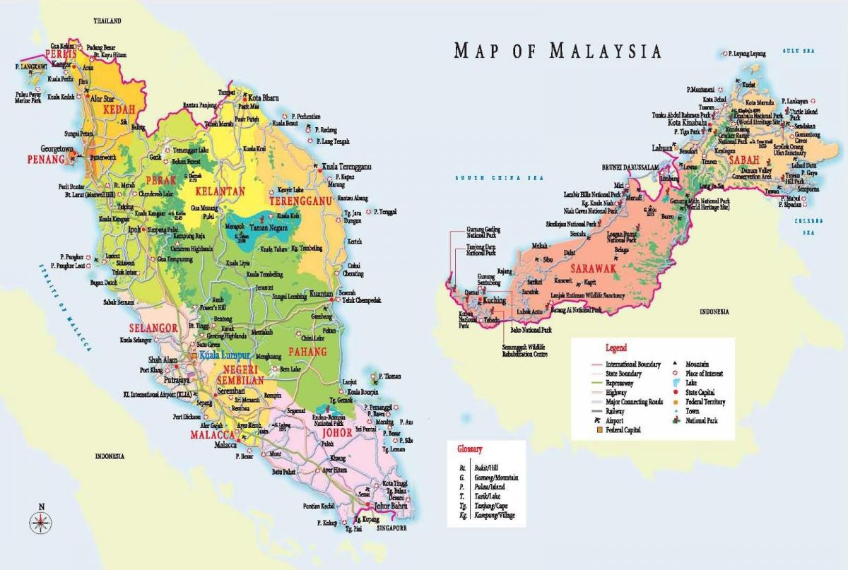 toerisme kaart van maleisië