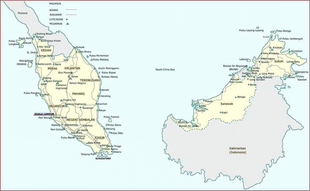 gedetailleerde kaart van maleisië