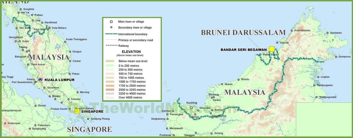 maleisië geografie kaart