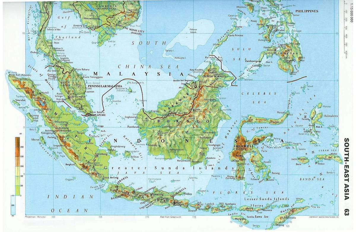 kaart van maleisië topografiese