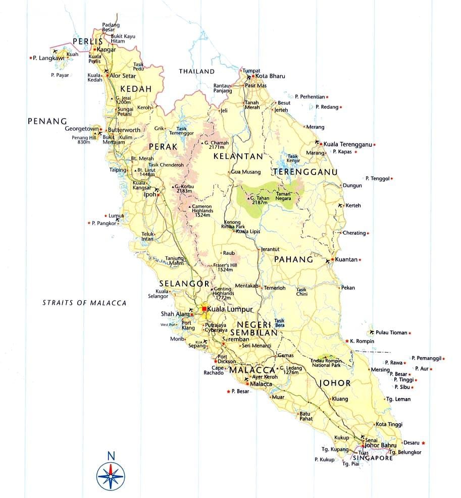 maleisië pad kaart aanwysings